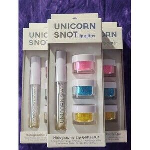 UNICORN SNOT Holographic Lip Glitter Kit Gloss 3 Glitter Colors Vegan Longwear